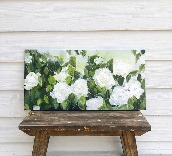 white garden roses – Melissa Lyons Art