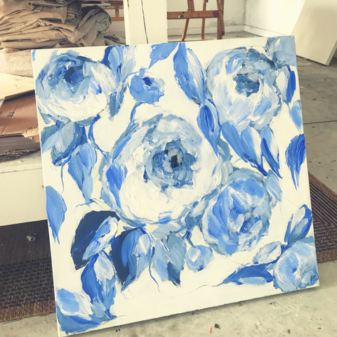 blue and white peonies